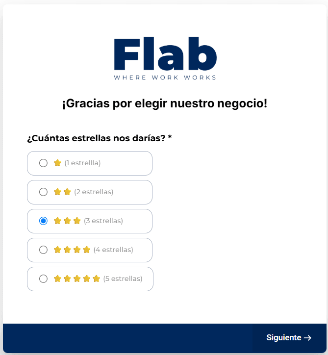 Encuesta del Filtro de Reseñas — página 1