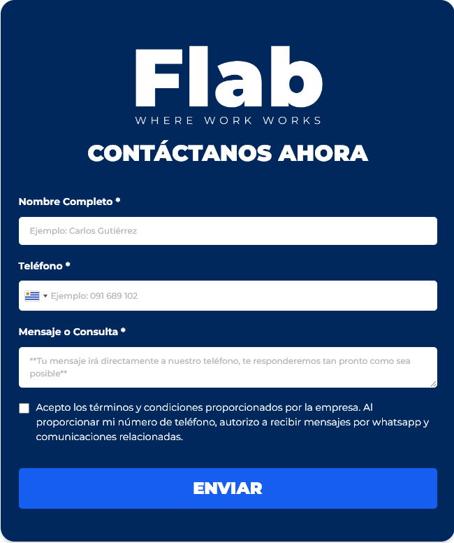 Formulario de contacto de la web de Flab